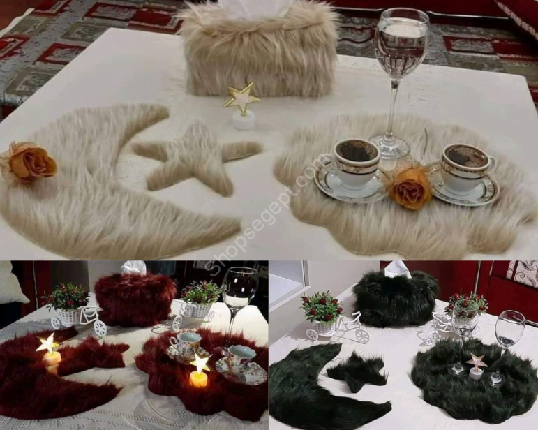 نص بديل: عرض خاص لطقم مفارش فرو رمضان بسعر 200 جنيهًا بدلاً من 275 جنيهًا من متاجر مصر Shops Egypt.