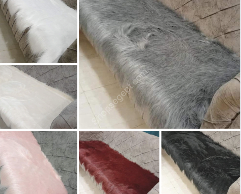 كفر انترية فرو مستورد من متاجر مصر Shops Egypt، 2 كنبة و2 كرسي، لون رصاصي، تصميم عصري مع برقع لامع كرستالي.