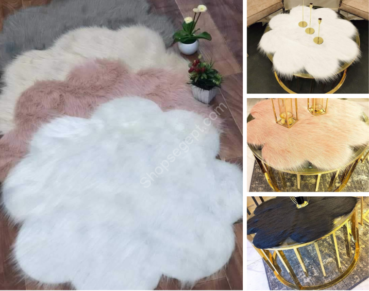 مفرش فرو دائري مقاس 80 سم من متاجر مصر (Shops Egypt) - فرو مستورد كثيف بألوان متعددة وتصميم دوائر أنيق