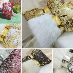 مجموعة متنوعة من كوشن فيونكه نص فرو ونص ترتر من متاجرمصرShops Egypt تعرض الألوان المختلفة بما في ذلك الأبيض والبيج والذهبي والكشمير والرصاصي والأسود والأحمر.