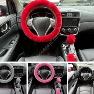 صورة مجمعة لغطاء طارة وهاند وفتيس فرو مستورد من "متاجر مصر Shops Egypt"، تعرض الطقم بجميع الألوان المتاحة.