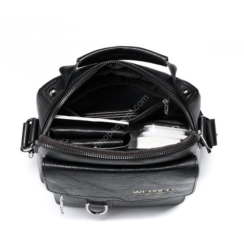 حقيبة جلدية عادية محمولة عمودية من الجلد بتصميم عتيق - الصورة 3