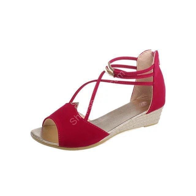 صنادل على الطراز الكوري بحزام مريح بلون سادة وكعب منخفض على شكل فم السمكة - الصورة 3