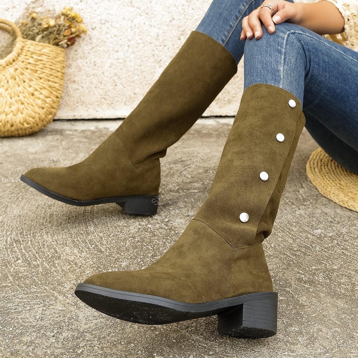 أحذية ركوب الخيل الأوروبية والأمريكية العصرية الفريدة من نوعها لمنتصف الساق متعددة الاستخدامات - الصورة 5