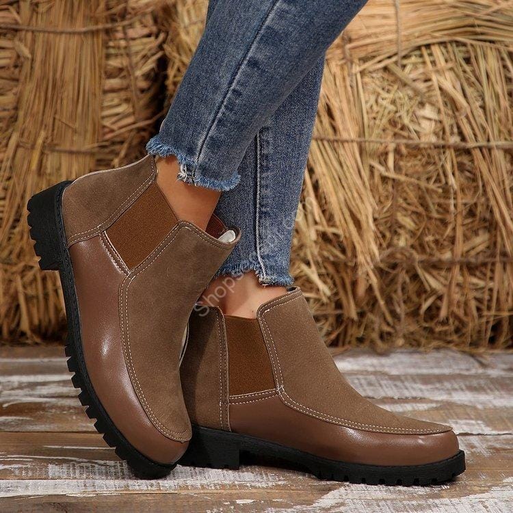 حذاء طويل للكاحل ذو نعل سميك، حذاء مارتن قصير للنساء - الصورة 3