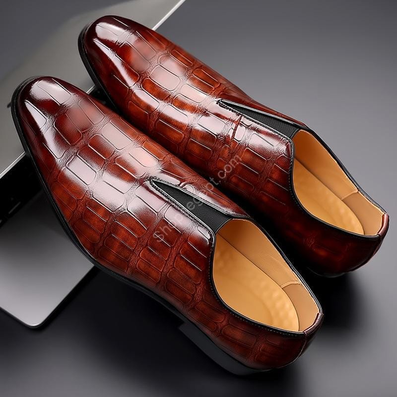 حذاء جلدي كاجوال بنمط حجري قابل للتنفس