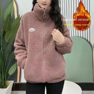 معطف سميك مبطن بالصوف للنساء من جلد الخراف