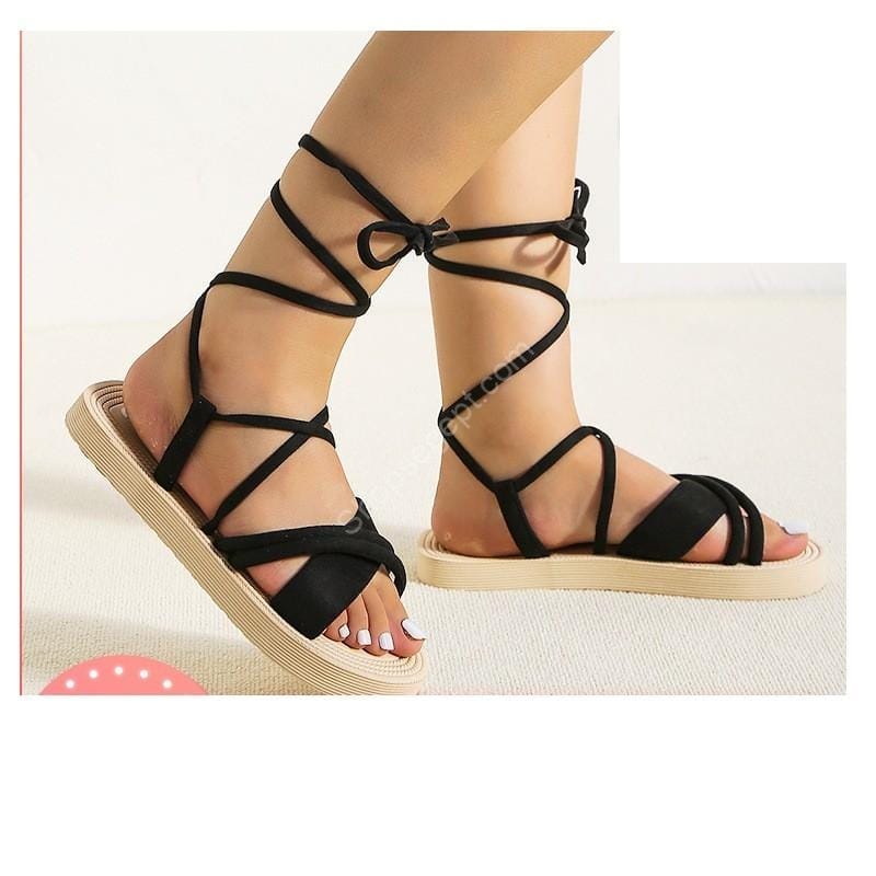 حذاء نسائي مسطح أنيق بحزام مفتوح من الأمام بلون سادة - الصورة 6