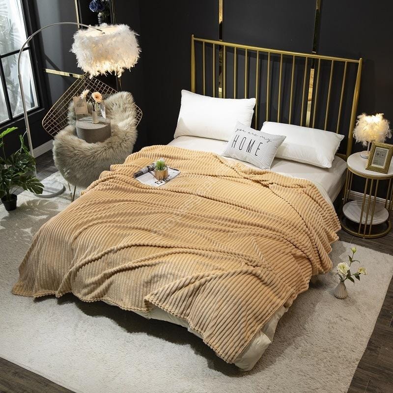 بطانية صوف لون نقي من الصوف المرجاني بطانية طبقة واحدة - الصورة 5