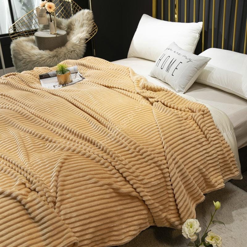 بطانية صوف لون نقي من الصوف المرجاني بطانية طبقة واحدة - الصورة 4