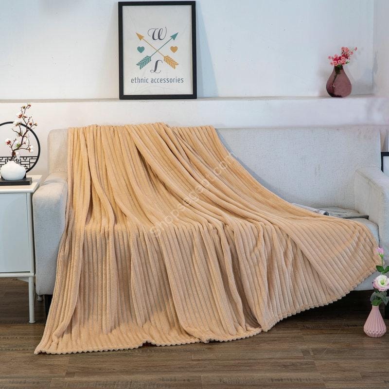 بطانية صوف لون نقي من الصوف المرجاني بطانية طبقة واحدة - الصورة 6