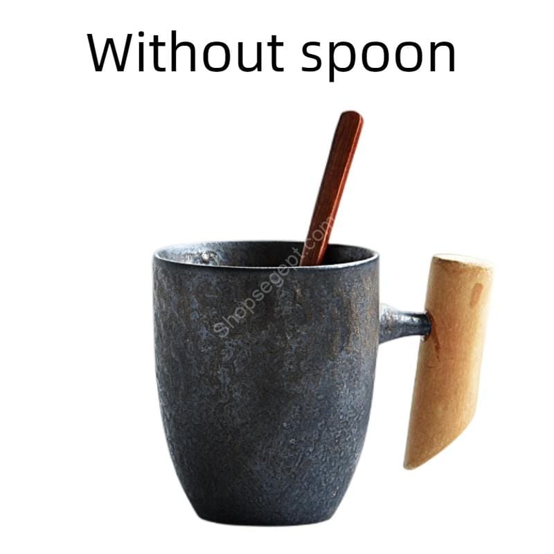 كوب فخار خشن مصنوع يدوياً مع ملعقة - الصورة 10