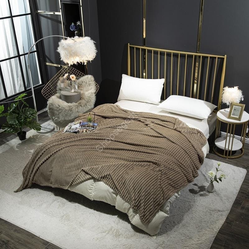 بطانية صوف لون نقي من الصوف المرجاني بطانية طبقة واحدة - الصورة 9