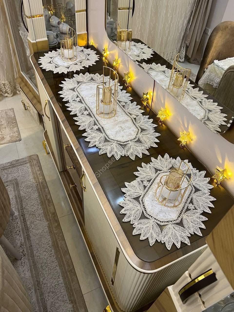 طقم مفارش ملكية فاخرة للبوفيه والسفرة وغرف النوم