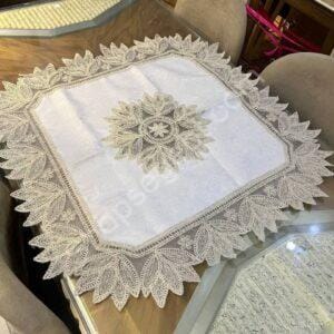 مفرش ملكي فاخر مربع 80 سم مصنوع من تول وقطيفة مخملية مع خيوط ذهبية، مثالي للبوفيه، السفرة وغرف النوم