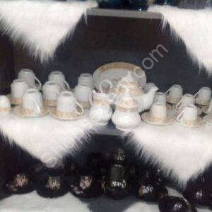 "مفروشات نيش أبيض 6 قطع فرو ناعم للديكور الداخلي"