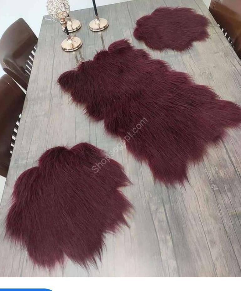 مفرش ثلاثي فرو مستورد 3 قطع لون نبيتي